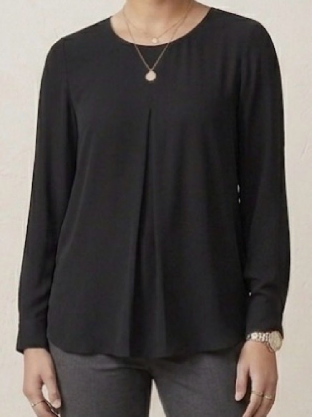 Lush Black Long Sleeve Popover Blouse - Women's Small - Keyhole Back